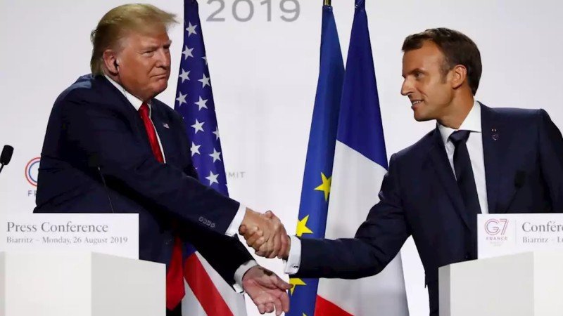 donald trump, emmanuel macron